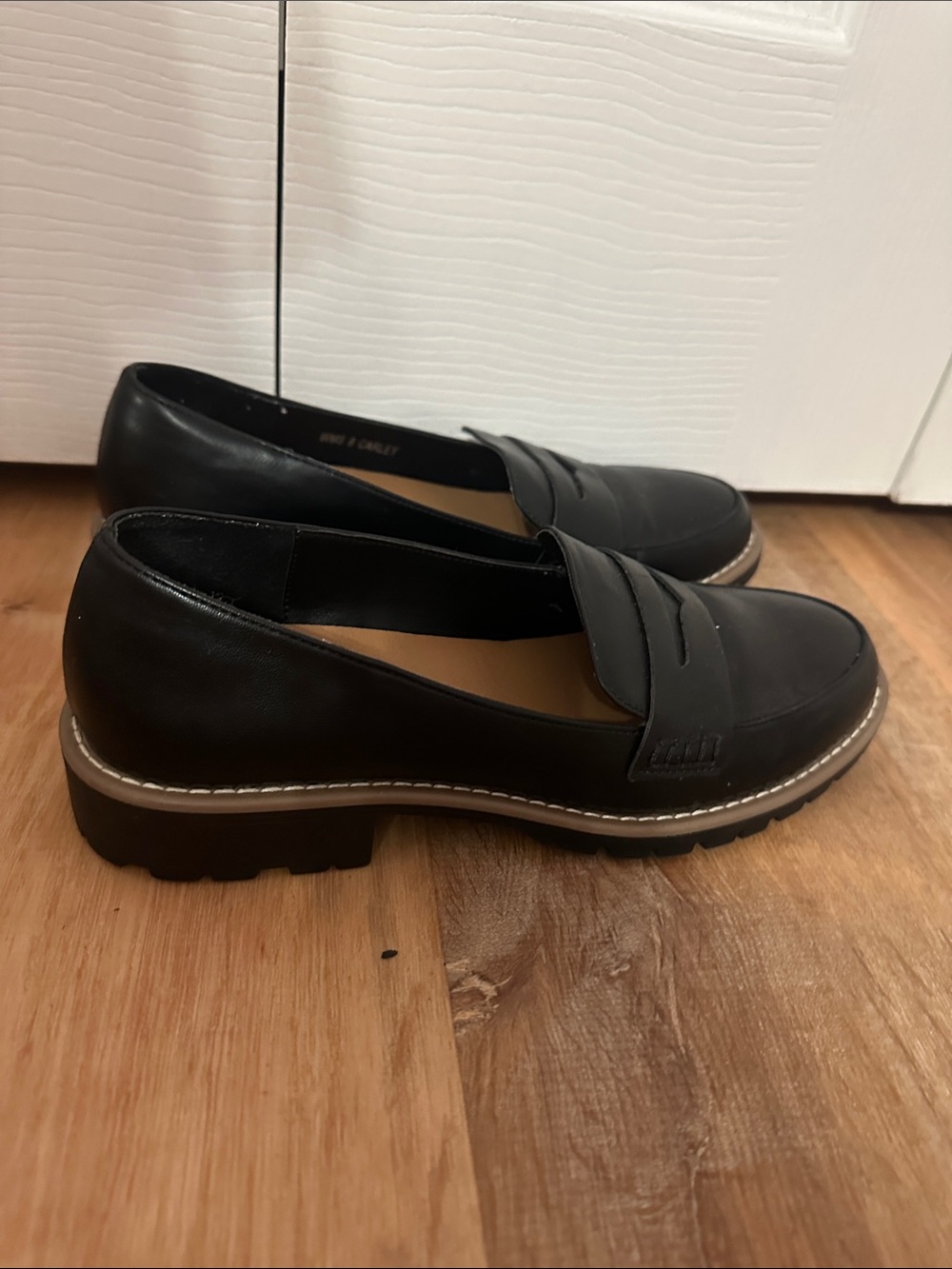 Dolce Vita Black Leather Lug Sole Loafers
